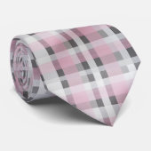 ピンク ホワイト グレー Plaid柄 トレンドのタータン ネクタイ (ロール)