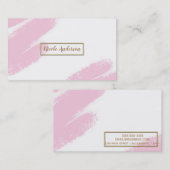 ピンク ホワイト ゴールド モダン ミニマル ピンク ブラシ 名刺 (正面/裏面)