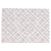 ピンク・ホワイト・シルバーグリッター スクエア 結婚式 ラージペーパーバッグ (裏面)