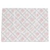 ピンク ホワイト シルバー グリッター スクエア 結婚式 ラージペーパーバッグ (正面)