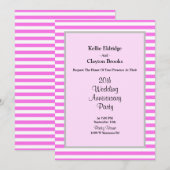 ピンク/ホワイト ストライプ ウェディング アニバーサリー パーティー 招待状 (正面/裏面)