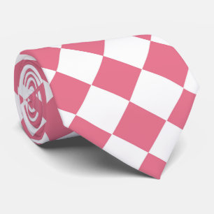 ピンク ホワイト チェッカー ダイヤモンド パターン ネクタイ