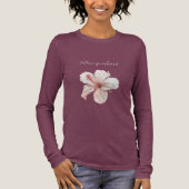 ピンク ホワイト ハイビスカスの花 トライブレンドTシャツ (正面)