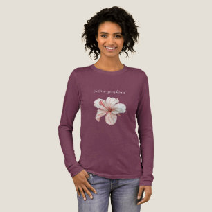 ピンク ホワイト ハイビスカスの花 トライブレンドＴシャツ
