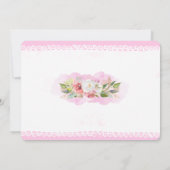ピンク ホワイト フラワーファーストバースデー招待状 招待状 (裏面)