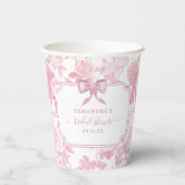 ピンク ホワイト フローラル ローズ シノワズリー ブライダル シャワー 紙コップ (裏面)