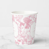 ピンク ホワイト フローラル ローズ シノワズリー ブライダル シャワー 紙コップ (左)