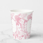 ピンク ホワイト フローラル ローズ シノワズリー ブライダル シャワー 紙コップ (右)