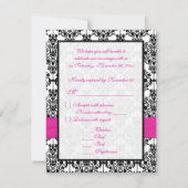 ピンク・ホワイト・ブラックのダマスク柄RSVPカード 出欠カード (裏面)