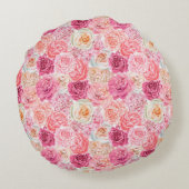 ピンク ホワイト ブラッシュピンク マゼンタ 花 フラワーズ ラウンドクッション (裏面)