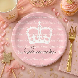 ピンク&ホワイト プリンセス ペーパープレート