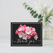 ピンク/ホワイト マウンテンローレル ブラックバック ありがとう ポストカード (スタンド正面)