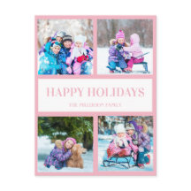 ピンク ホワイト マルチ 写真 クリスマス ホリデー グリーティング