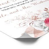 ピンク ホワイト ローズ ゴールド フラワーの結婚式 ゲストブック (角)