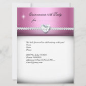 ピンク ホワイト 15歳の誕生日 写真 招待状 (裏面)