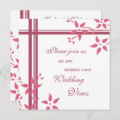 ピンク&ホワイ結婚トの誓いの更新招待状 招待状 (正面/裏面)