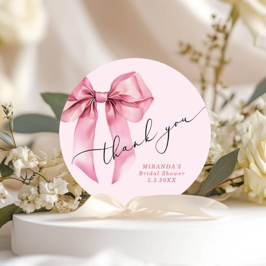 ピンク・ボウ・ブライダルで彼女は結婚式を挙げるのよ、ありがとう ラウンドシール