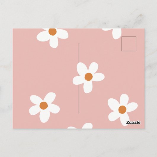 ピンク ボヘミアンダイジーガール 誕生日パーティー 招待状 (裏面)