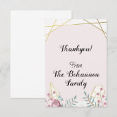 ピンク ボーホー スタイル サンキューカード (正面/裏面)