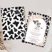 ピンク ボーホー ハイランド コー ベイビー シャワー 招待状