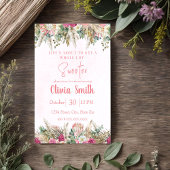 ピンク ボーホー パンパス グラス フローラル ガール ベイビー シャワー 招待状