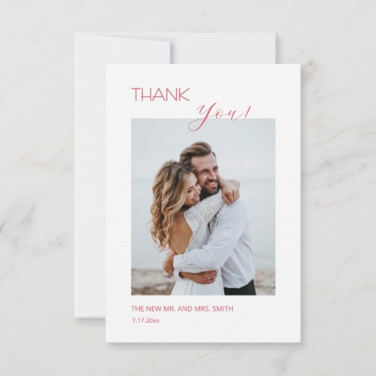 ピンク ボーホー フラワーズ サンクス カード (正面)