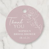ピンク ボーホー フラワーブライダルシャワーフェイバータグ フェイバータグ (正面)