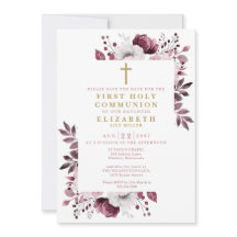 ピンク ボーホー フローラル ボタニカル ファースト ホーリー コミュニオン