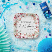 ピンク ボーホー ワイルドフラワーズ ブライダルシャワー ペーパープレート (パーティー)