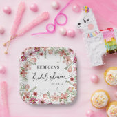 ピンク ボーホー ワイルドフラワーズ ブライダルシャワー ペーパープレート (パーティー)