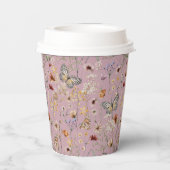 ピンク ボーホー ワイルドフラワーズ 紙コップ (裏面)