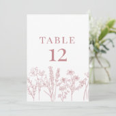 ピンク ボーホー ワイルドフラワー テーブル カード 番号 (スタンド正面)