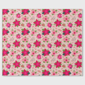 ピンク・ポインセチアス ラッピングペーパー (フラット)