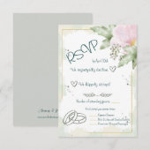 ピンク ポピー 水彩 フラワーズ 出欠カード (正面/裏面)