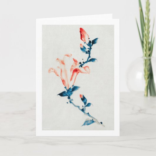 ピンク·マグノリア、北斎、浮世絵 カード (正面)