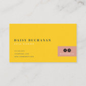 ピンク&マスタードスタイリッシュブロック名刺 名刺 (裏面)