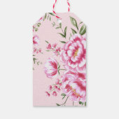 ピンク、マゼンタ色の花のクラシカルな ギフトタグ (裏面)