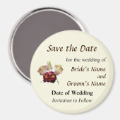 ピンク マゼンタ オーキッド Save the Date マグネット (正面/裏面)