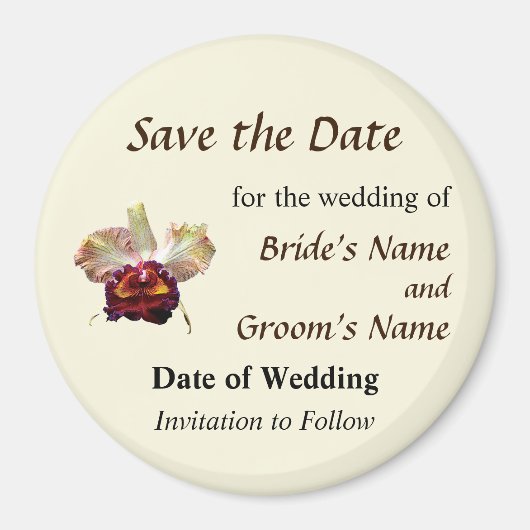 ピンク マゼンタ オーキッド Save the Date マグネット (正面)