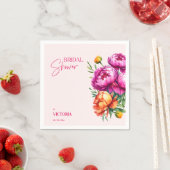 ピンク マゼンタ ピーチ ピオニー エレガント ブライダル シャワー スタンダードカクテルナプキン (インサイチュ)