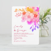 ピンク マゼンタ フローラル ウェディング インビテーション (スタンド正面)