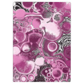 ピンク、マゼンタ、ブラックの流体アート絵画の流れ クリップボード (裏面)