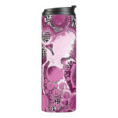 ピンク、マゼンタ、ブラックの流体アート絵画の流れ タンブラー (回転左)