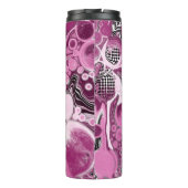 ピンク、マゼンタ、ブラックの流体アート絵画の流れ タンブラー (裏面)