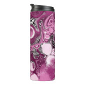 ピンク、マゼンタ、ブラックの流体アート絵画の流れ タンブラー (回転右)