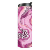 ピンク、マゼンタ、ブラックの流体アート絵画の流れ タンブラー (回転左)