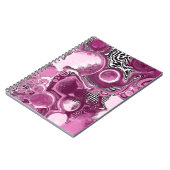 ピンク、マゼンタ、ブラックの流体アート絵画の流れ ノートブック (左側)