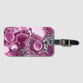 ピンク、マゼンタ、ブラックの流体アート絵画の流れ ラゲッジタグ (正面横)