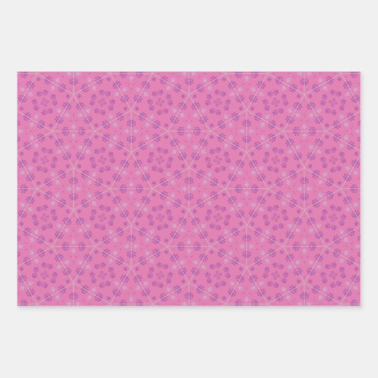ピンク、マゼンタ、白の前紙印刷ラッピング ラッピングペーパーシート (正面3)