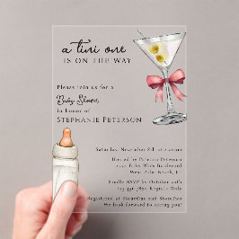 ピンク・マティーニ・ベビーシャワー A Tini One Is On The Way アクリル招待状